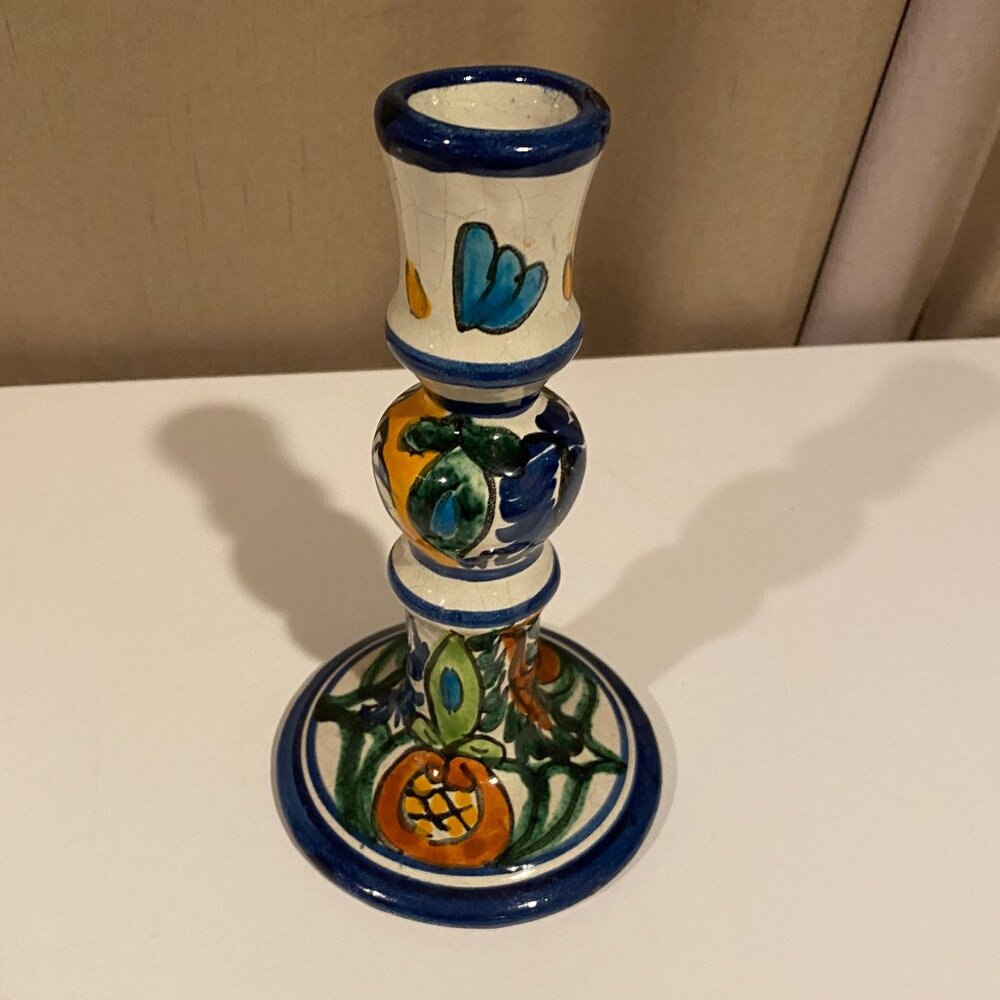 Talavera Mexican Pottery 8 Hand Painted Ceramic‎ Candlestick Holder
